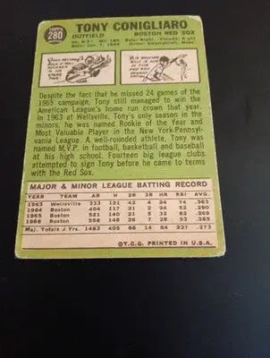 1967 Topps - Tony Conigliaro #280. Red Sox. VG+ - Baseball Card Single
