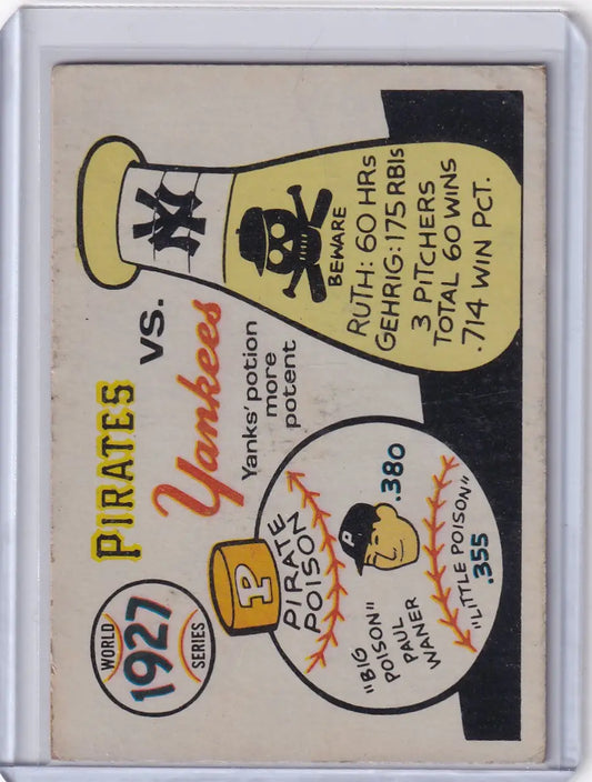 Vintage Fleer World Series card featuring Pittsburgh Babe Ruth from 1927 World Series