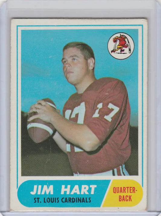 Vintage Jim Hart St. Louis Cardinals football trading card from 1968 Topps