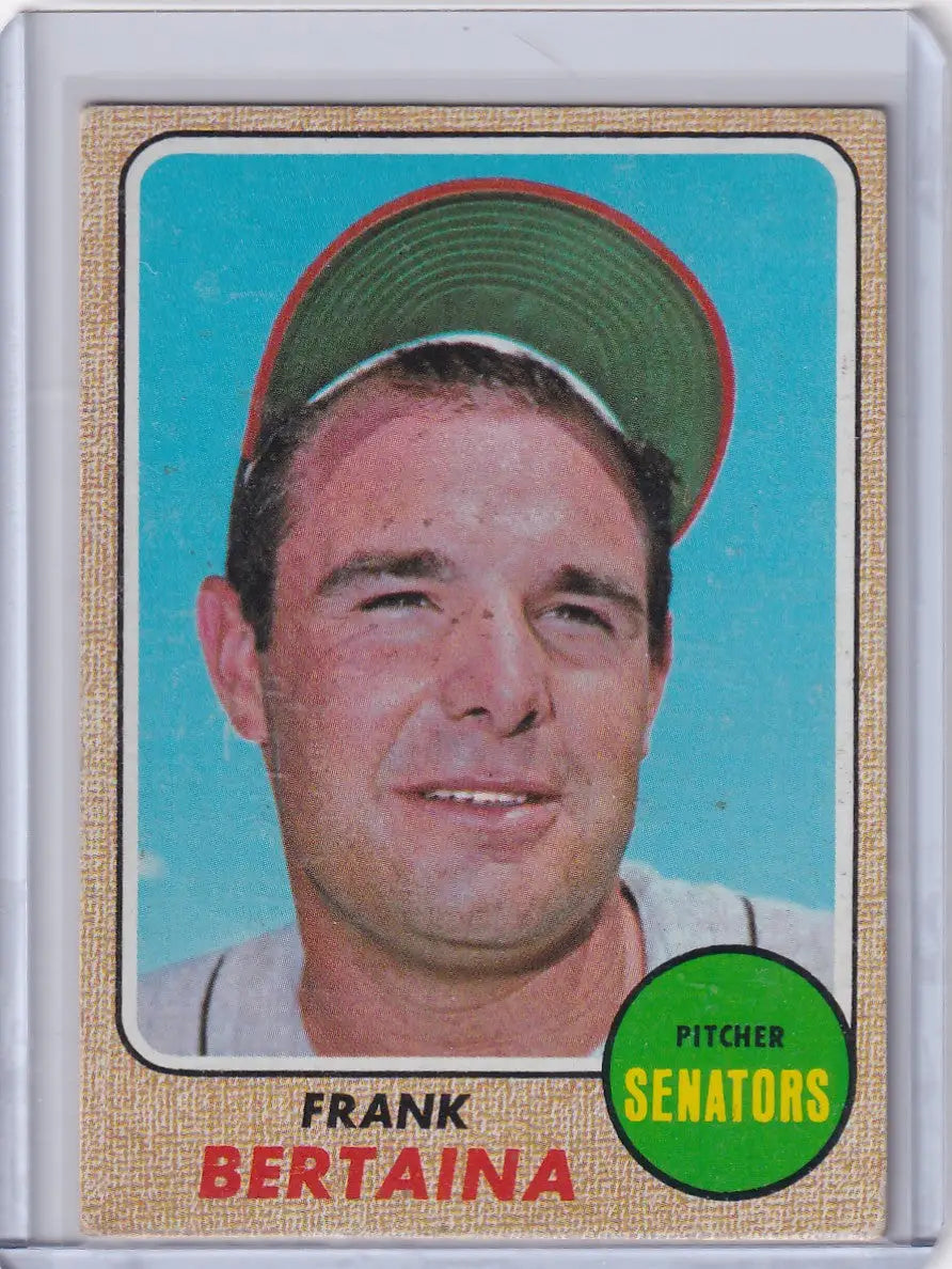 1968 Topps Baseball card of Frank Bertaina, pitcher for the Washington Senators