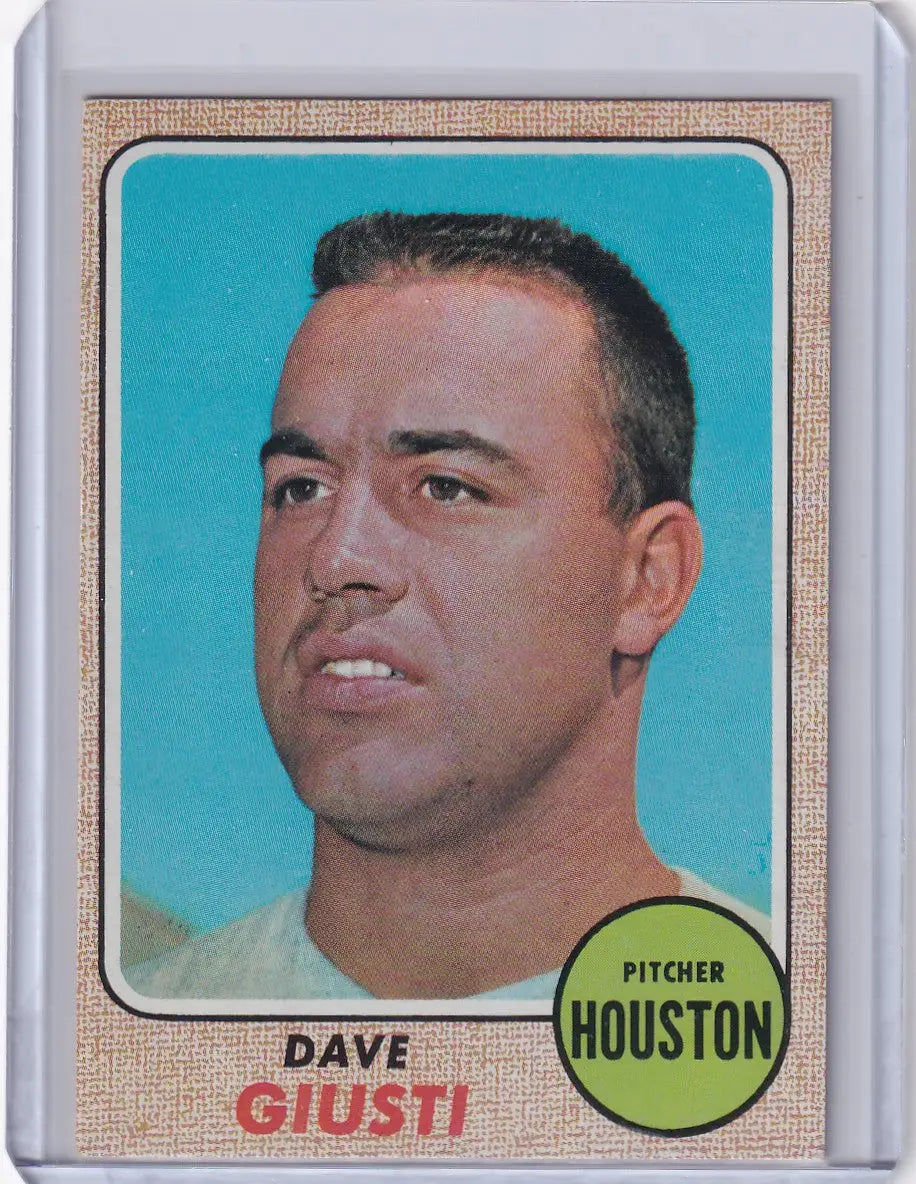 1968 Topps Baseball card of Dave Giusti, pitcher for the Houston Astros