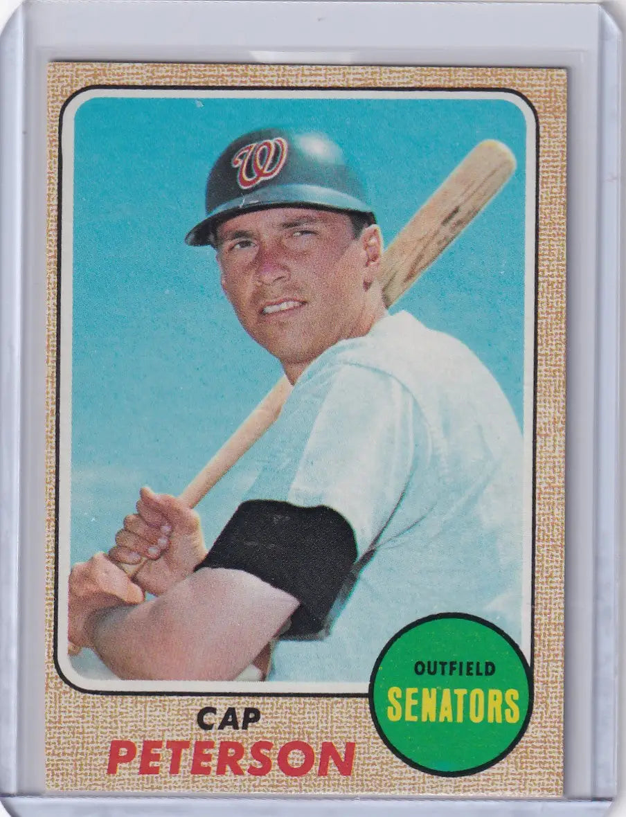Baseball card of Cap Peterson, Washington Senators outfielder, from 1968 Topps Baseball