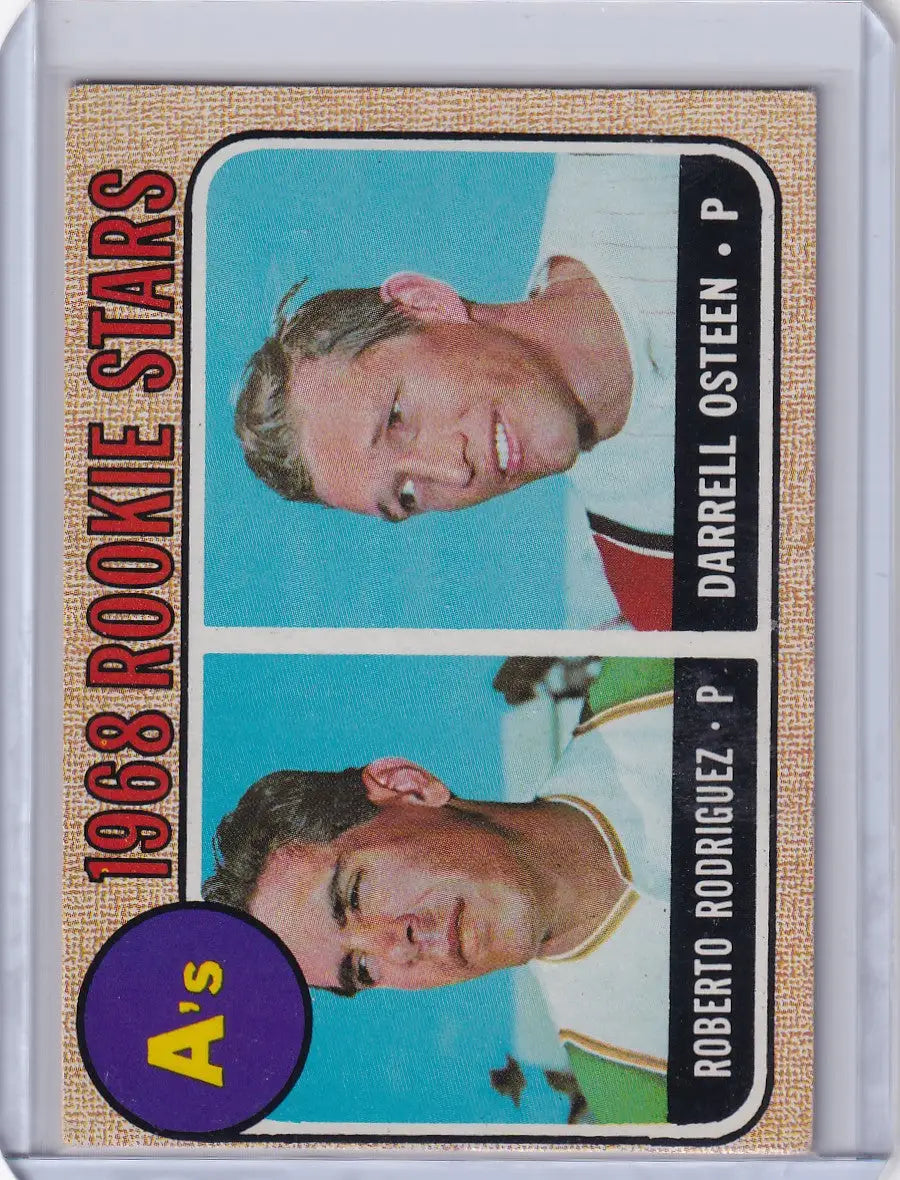 Vintage Topps Baseball card featuring 1968 Athletics Rookies Rodriguez and Osteen
