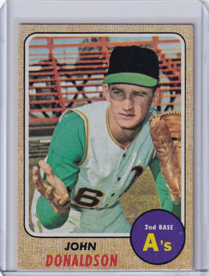 1968 Topps Baseball card of John Donaldson in Oakland Athletics uniform