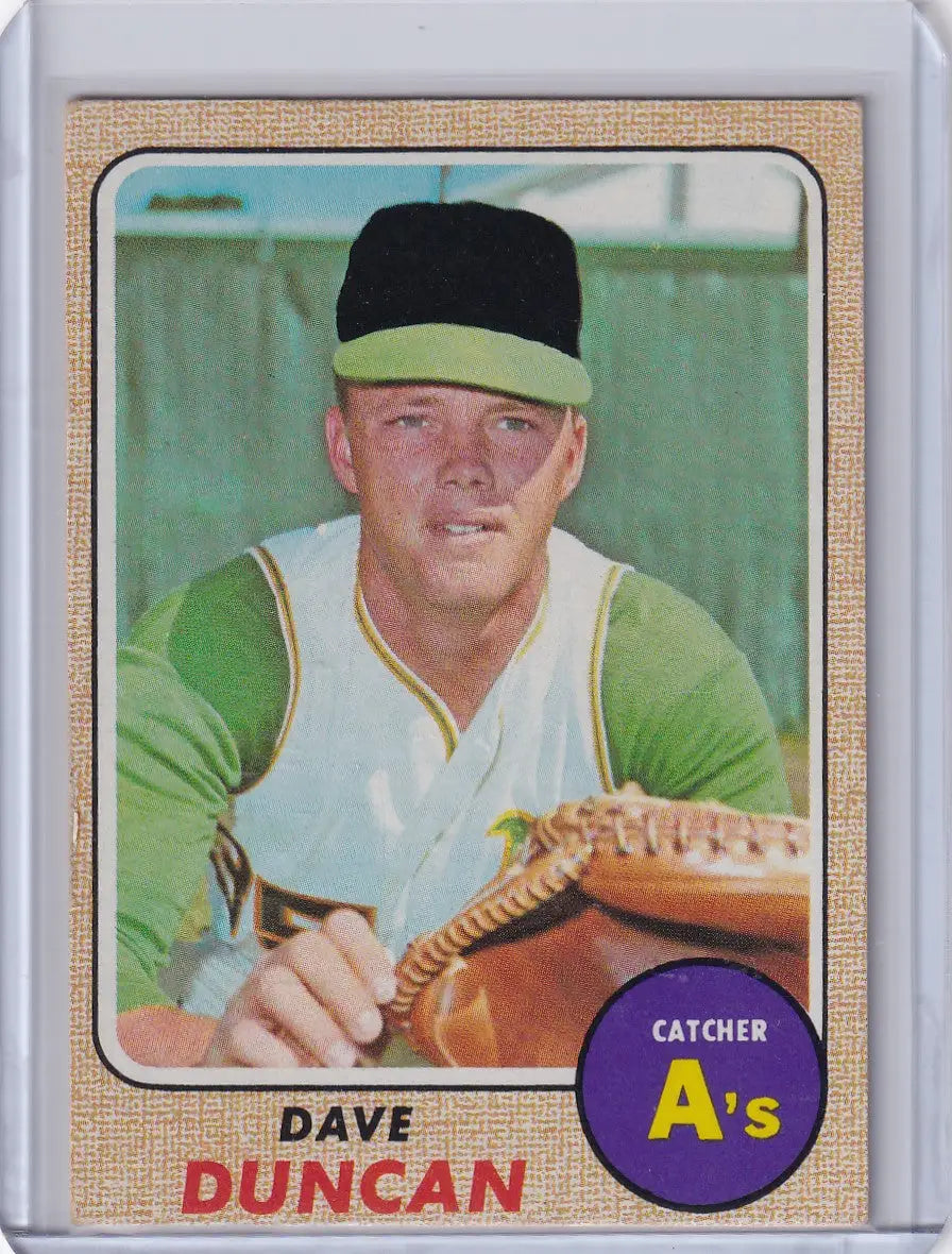Baseball card of Dave Duncan for the Oakland Athletics from Topps Baseball 1968