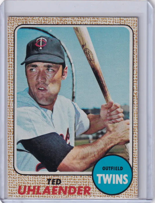 1968 Topps Baseball #28 card of Ted Uhlaender from Minnesota Twins collection