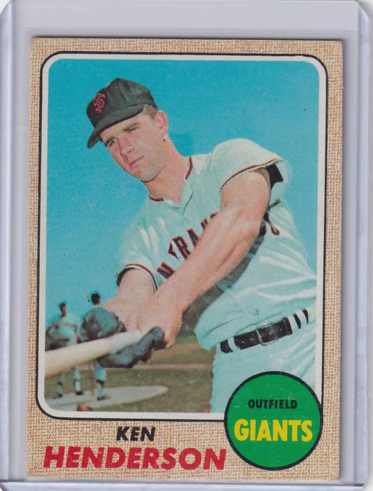 Baseball card of Ken Henderson in batting stance, San Francisco Giants, Topps Baseball