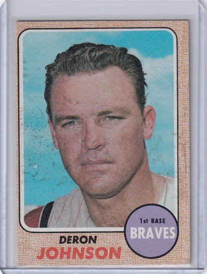 1968 Topps Baseball card of Deron Johnson from the Atlanta Braves team