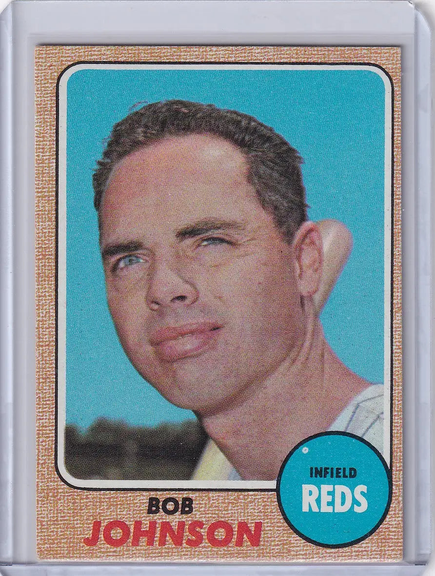 Vintage Topps Baseball card of Bob Johnson from the Cincinnati Reds 1968 series