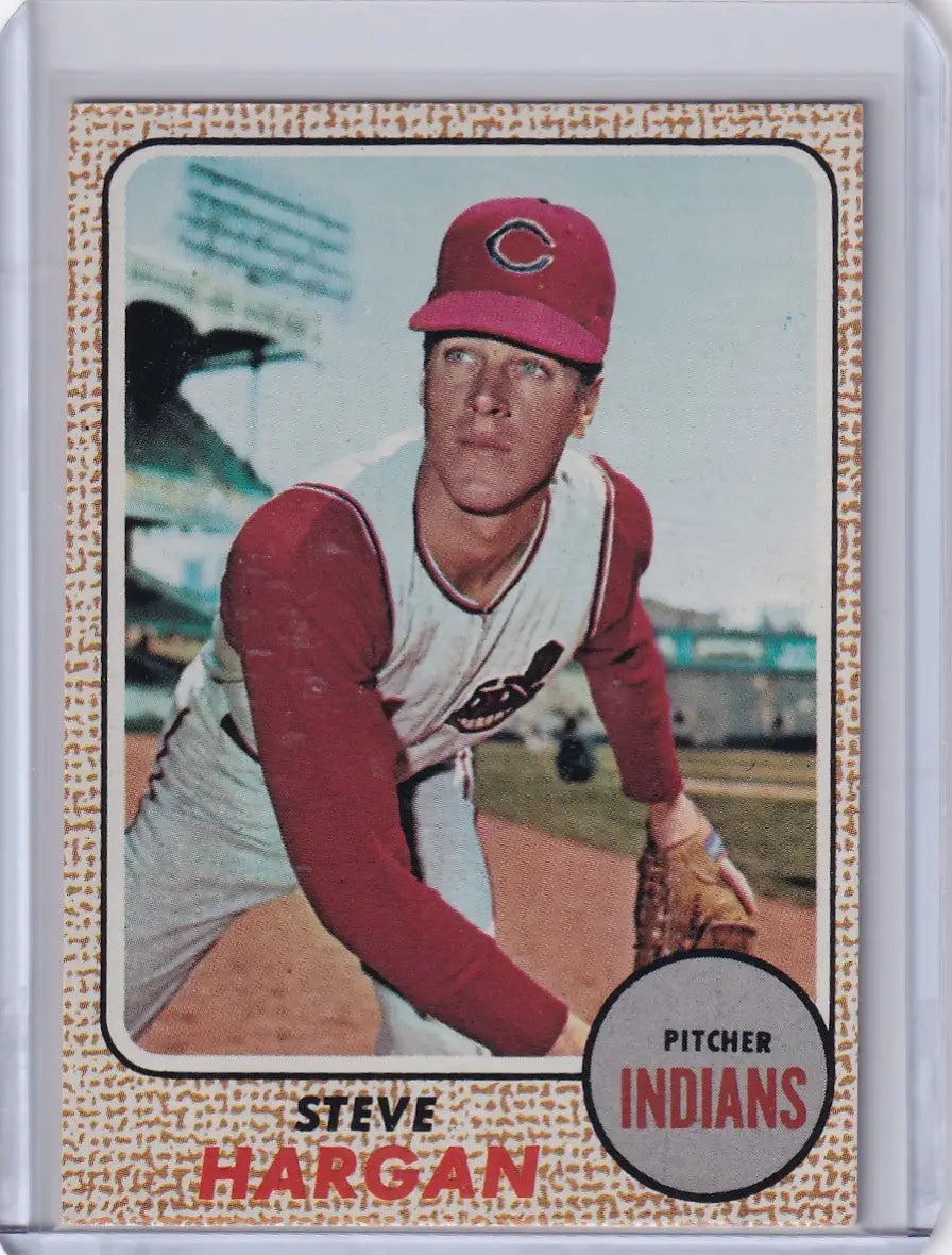 1968 Topps Baseball card of Steve Hargan, pitcher for the Cleveland Indians