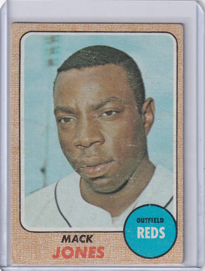 1968 Topps Baseball card of Mack Jones, Cincinnati Reds player portrait