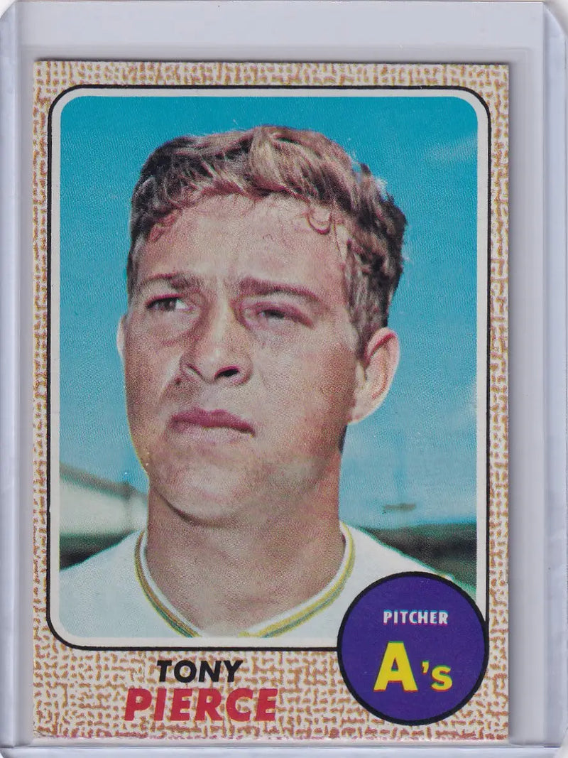 Vintage Topps Baseball card of Tony Pierce, pitcher for the Oakland Athletics