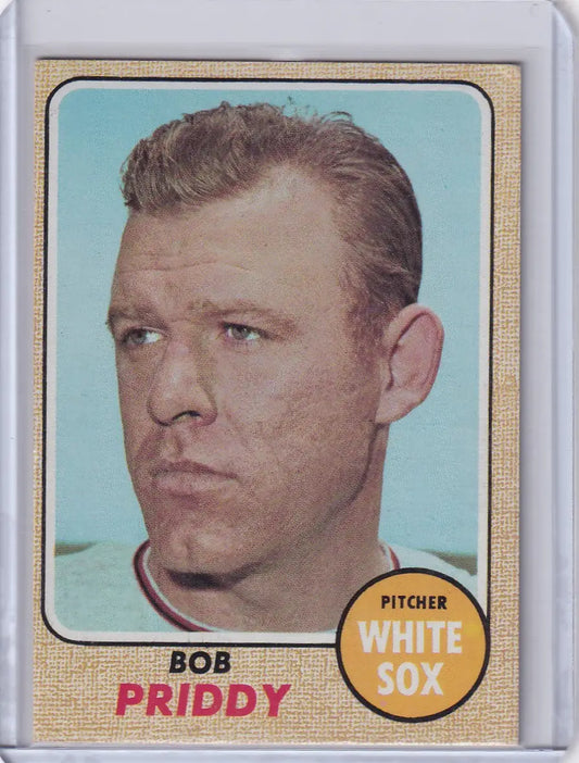 Vintage 1968 Topps Baseball card of Bob Priddy, Chicago White Sox pitcher