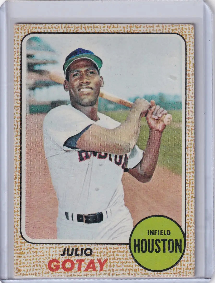 1968 Topps Baseball card of Julio Gotay in batting stance for Houston Astros