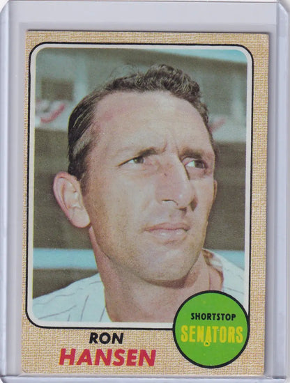 1968 Topps Baseball card of Ron Hansen from the Washington Senators team
