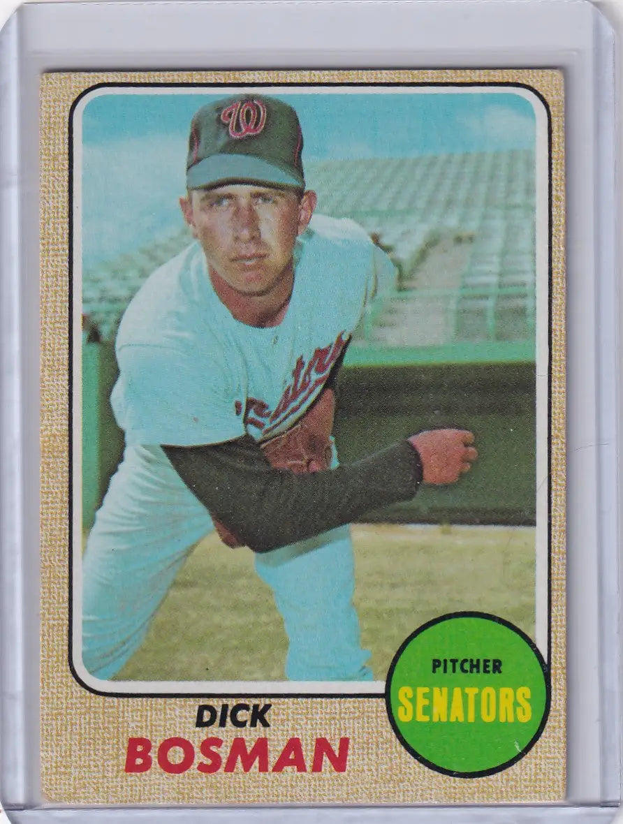 1968 Topps Baseball card of Dick Bosman, pitcher for the Washington Senators