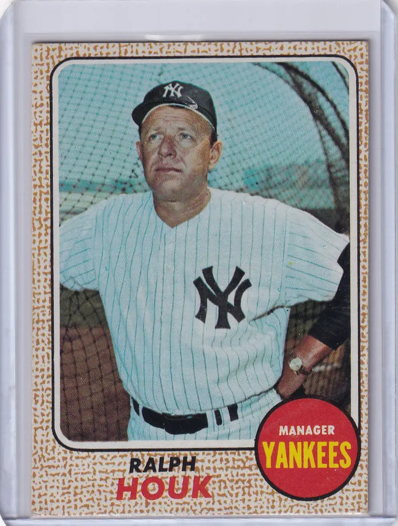 Vintage Topps Baseball card of Ralph Houk, New York Yankees manager in uniform