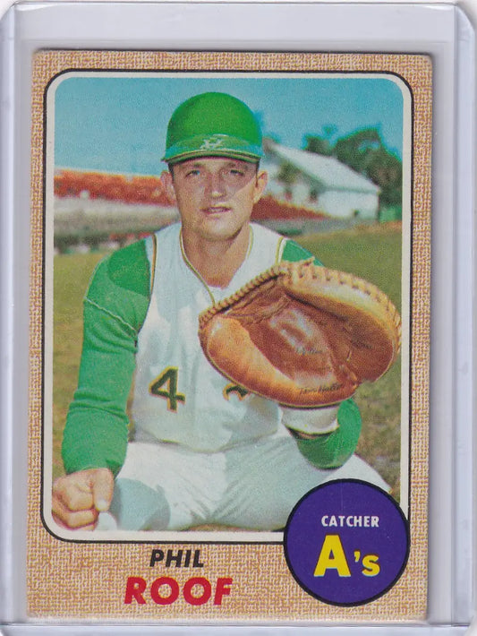 Phil Roof catcher 1968 Topps Baseball card for Oakland Athletics collectible