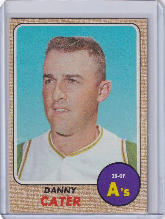 1968 Topps Baseball card featuring Danny Cater of the Oakland Athletics team