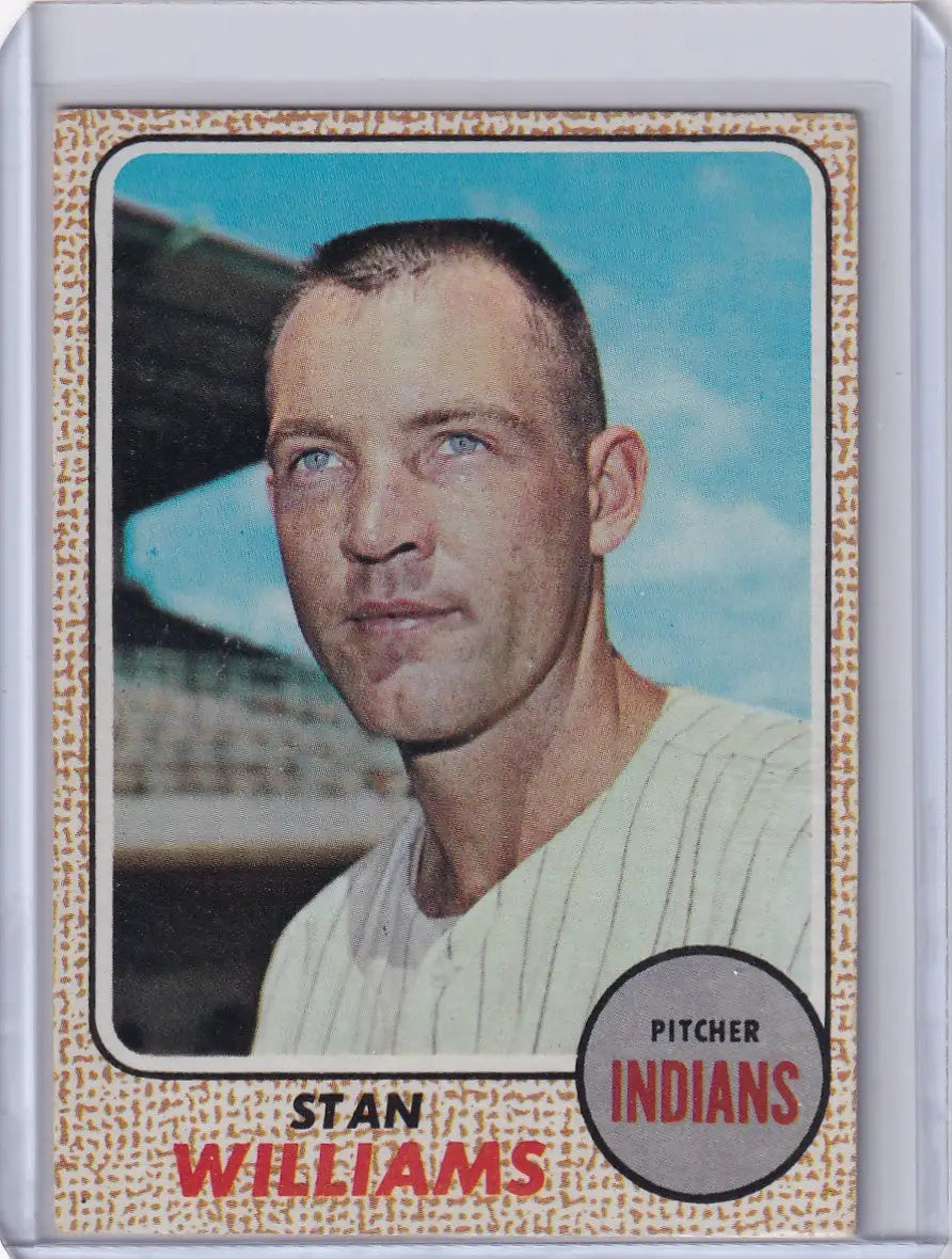 Vintage Topps Baseball card of Stan Williams, Cleveland Indians pitcher from 1968