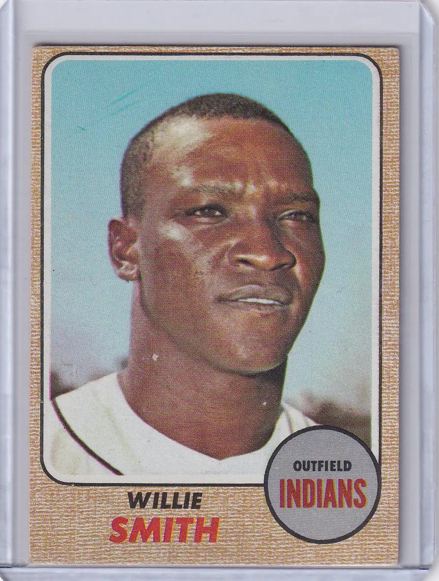 Topps Baseball card of Willie Smith from the Cleveland Indians, 1968 edition