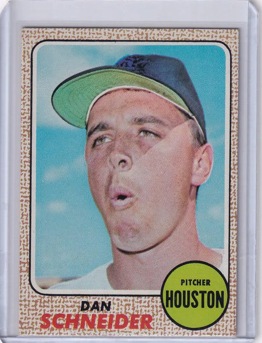 Baseball card of Dan Schneider, pitcher for Houston Astros, 1968 Topps Baseball #57