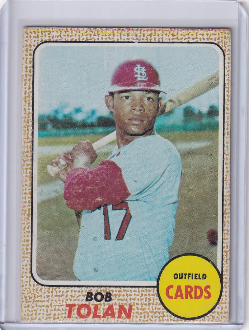 Baseball card of Bob Tolan, St. Louis Cardinals outfielder from Topps Baseball