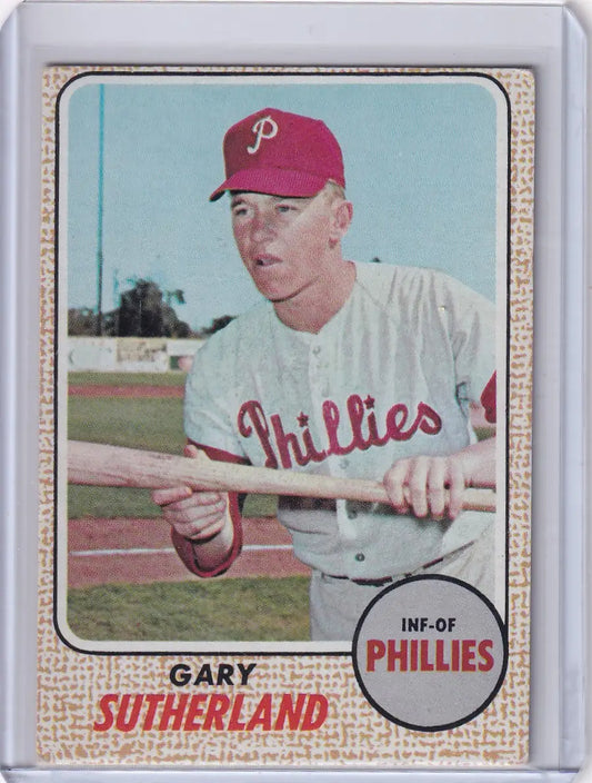 Vintage 1968 Topps Baseball card of Gary Sutherland from Philadelphia Phillies