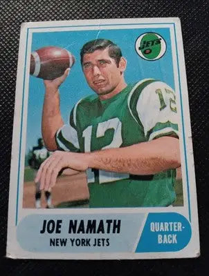 1968 Topps - Joe Namath #65. NY Jets. Crease. Edge Wear. VG - Football Card Single