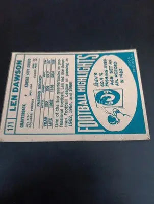 1968 Topps - Len Dawson #171. KC Chiefs. EX- EX+ - Football Card Single