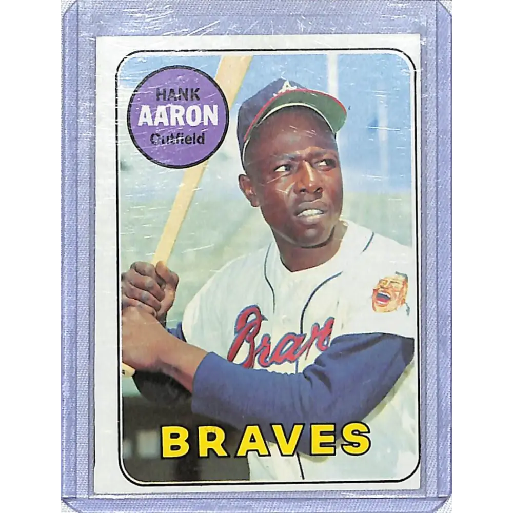 1969 Topps #100 Hank Aaron NM-MT Atlanta Braves Baseball Card Image 1