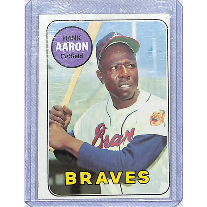 1969 Topps #100 Hank Aaron NM-MT Atlanta Braves Baseball Card Image 1