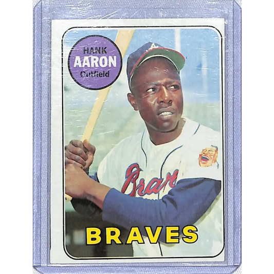 1969 Topps #100 Hank Aaron NM-MT Atlanta Braves Baseball Card Image 1