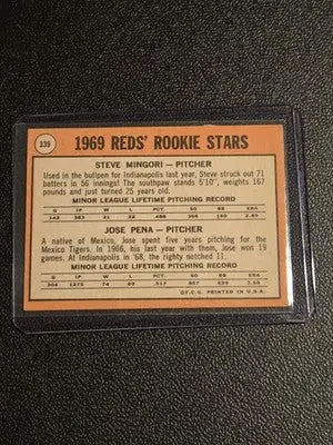 1969 Topps #339 Reds 1969 Rookie Stars (Steve Mingori / Jose Pena) RS RC - Baseball Card Single