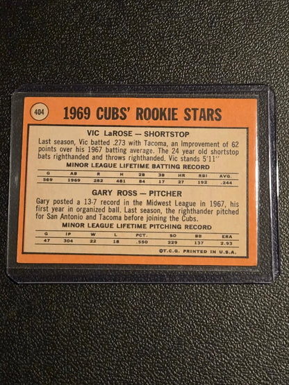 Vintage baseball card featuring Chicago Cubs rookie stars Vic LaRose and Gary Ross