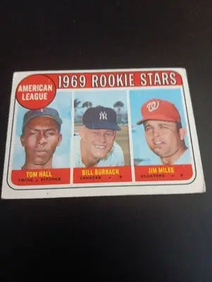 1969 Topps - AL Rookie Stars. Tom Hall Bill Burbach Jim Miles #658 (RC). EX+ - Baseball Card Single