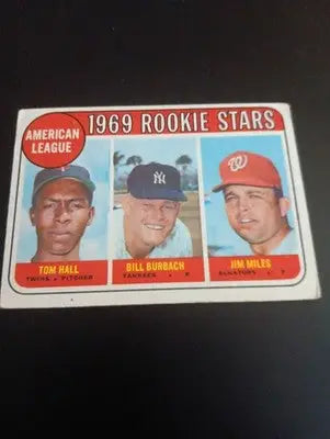 1969 Topps - AL Rookie Stars. Tom Hall Bill Burbach Jim Miles #658 (RC). EX+ - Baseball Card Single