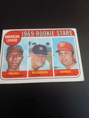 1969 Topps - AL Rookie Stars. Tom Hall Bill Burbach Jim Miles #658 (RC). EX+ - Baseball Card Single