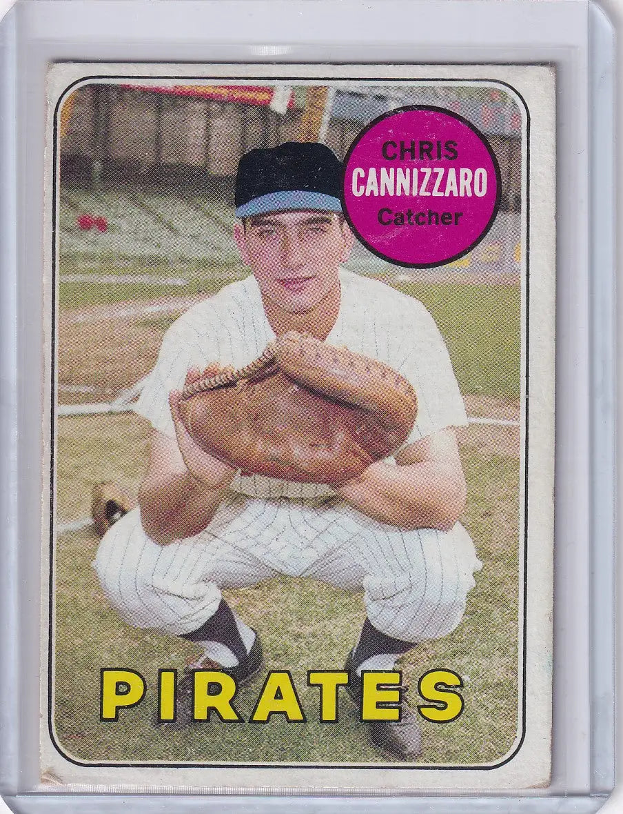 Vintage 1969 Topps Baseball card of Chris Cannizzaro, catcher for the Pittsburgh Pirates