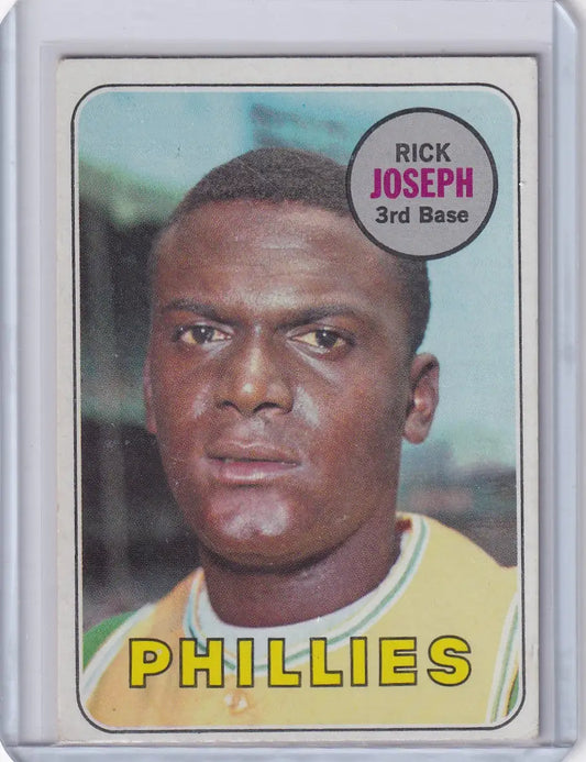 1969 Topps Baseball #329 Rick Joseph card featuring Philadelphia Phillies in gold uniform