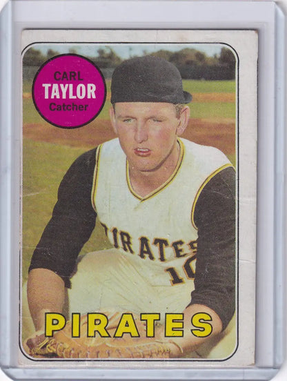 Vintage 1969 Topps Baseball card of Carl Taylor from the Pittsburgh Pirates
