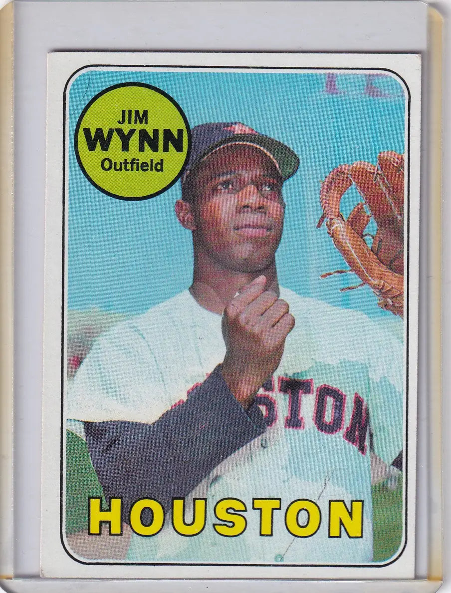 Vintage 1969 Topps Baseball card of Jim Wynn, Houston Astros outfielder in uniform
