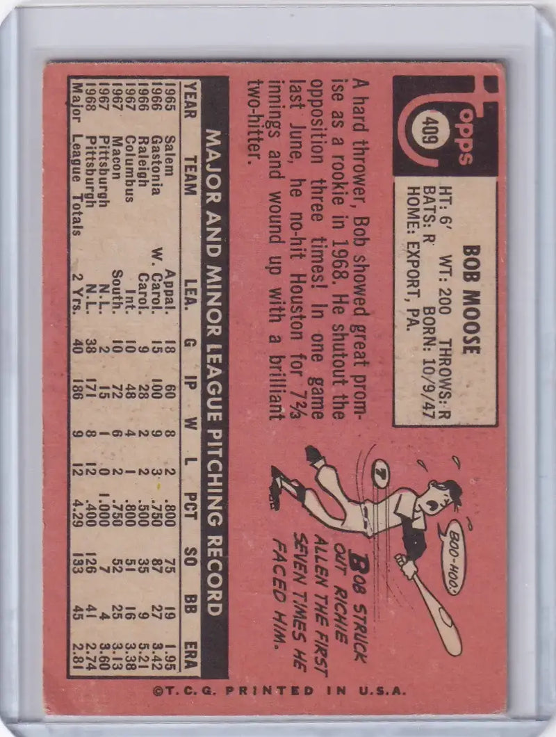 1969 Topps Baseball #409 Bob Moose - Pittsburgh Pirates