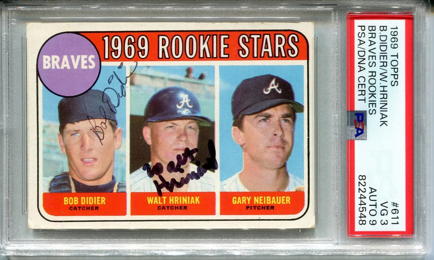 1969 Topps Bob Didier Walt Hriniak Beckett PSA 3/9 Signed Rookie Stars #611 Auto