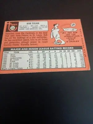 1969 Topps - Bobby Tolan #448. Cincinnati Reds. EX - Baseball Card Single