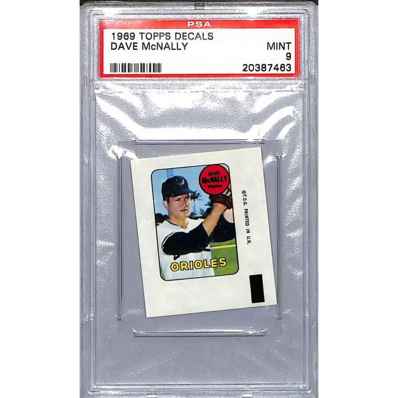 1969 Topps Decals # Dave McNally PSA 9 MINT Baltimore Orioles - Baseball Card Single