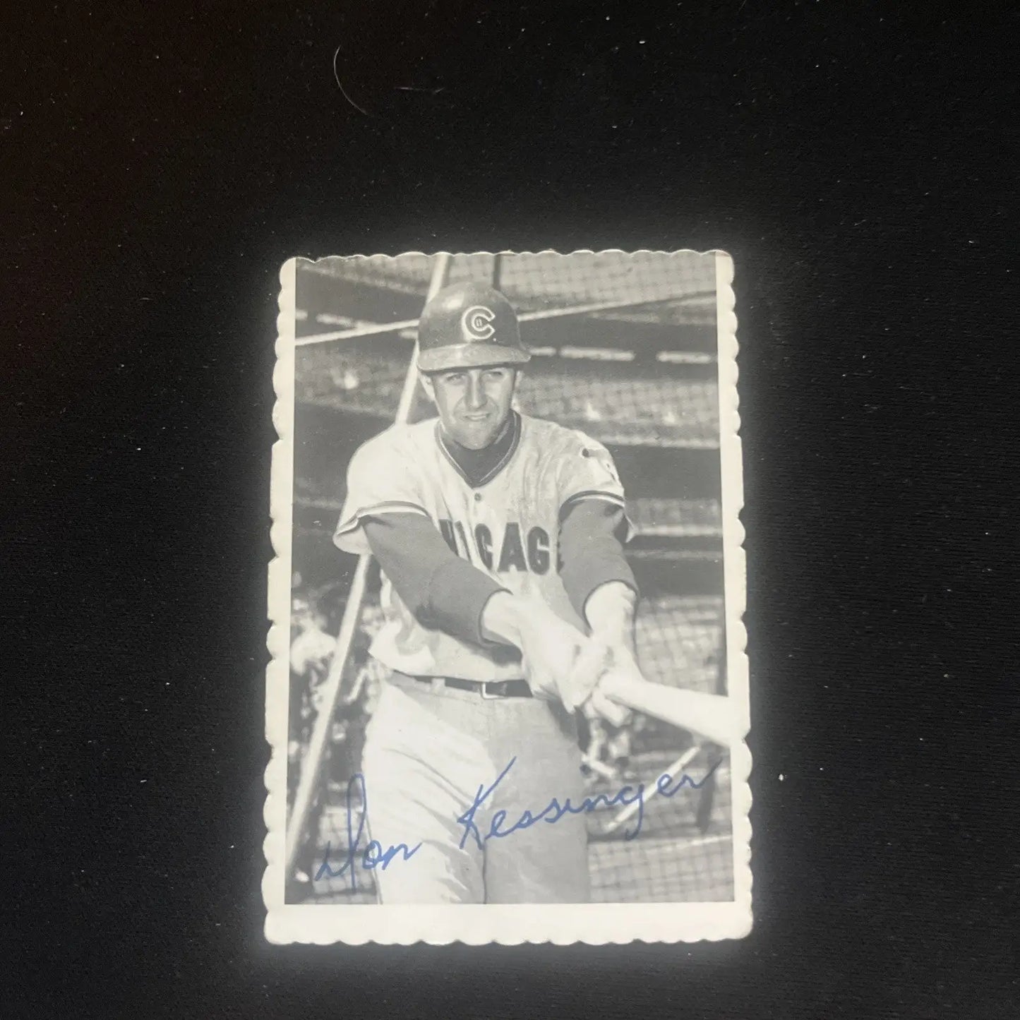 Signed black and white 1969 Topps Deckle Edge Don Kessinger #18 trading card