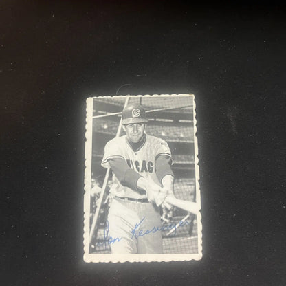 Signed black and white baseball card of Don Kessinger from 1969 Topps Chicago Cubs