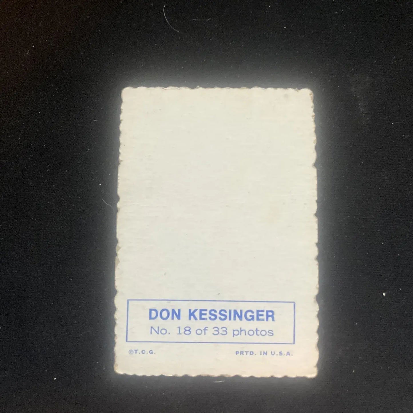 Vintage Don Kessinger photo card from 1969 Topps Deckle Edge trading cards collection