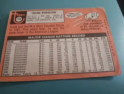 1969 Topps - Frank Robinson #250. Orioles. Front crease. Corner wear. VG - Baseball Card Single